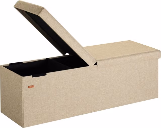 Panca contenitore Casaria® beige con coperchio incernierato L: 115 cm, P: 38 cm, H: 38 cm – 1
