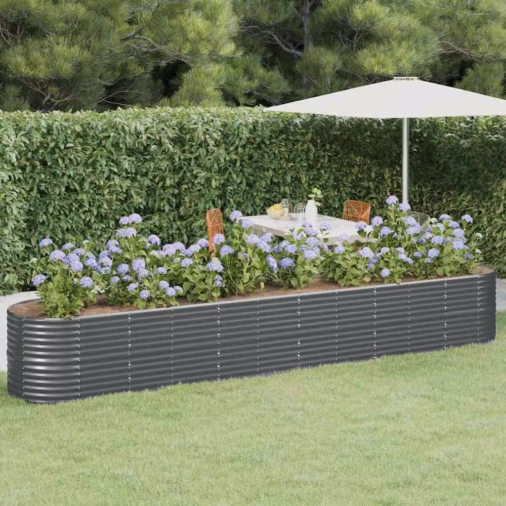 Letto da giardino rialzato vidaXL in acciaio zincato antracite L: 440 cm, P: 80 cm, H: 68 cm