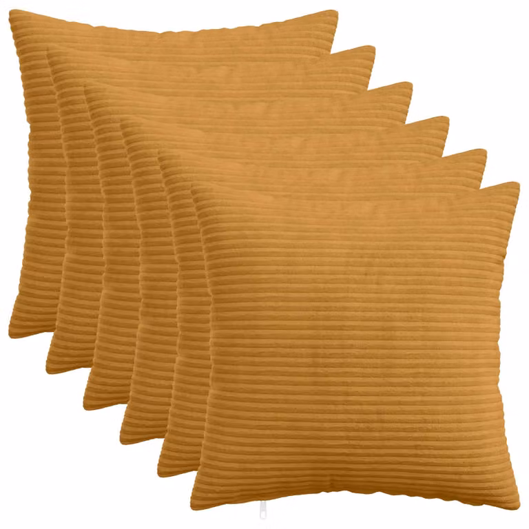 Set di 6 federe vidaXL HEERLEN in velluto a coste, Giallo, 35 x 35 cm
