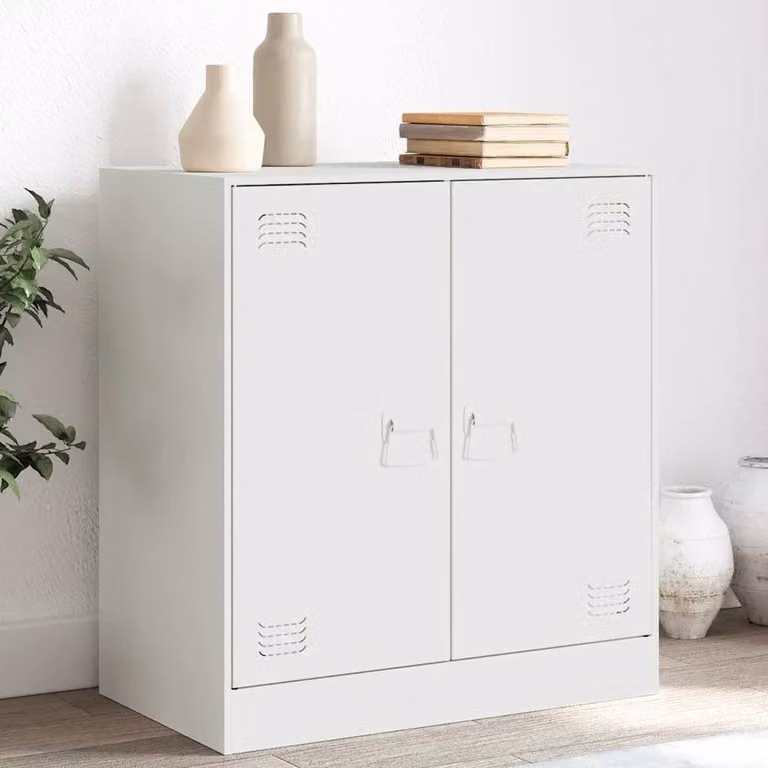 Credenza vidaXL in metallo bianca con finitura opaca L: 67 cm, P: 39 cm, H: 73 cm