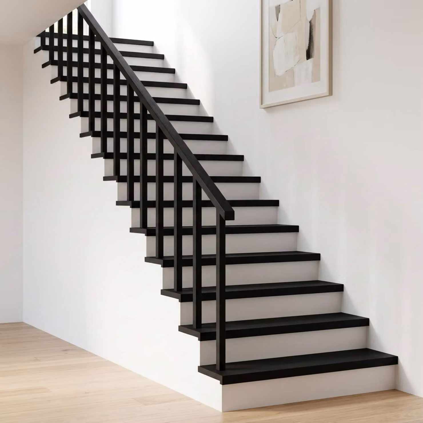 Set di 4 tappeti per scale vidaXL, design moderno e rettangolare, colore nero, L 70 cm x P 30 cm x H 2 cm