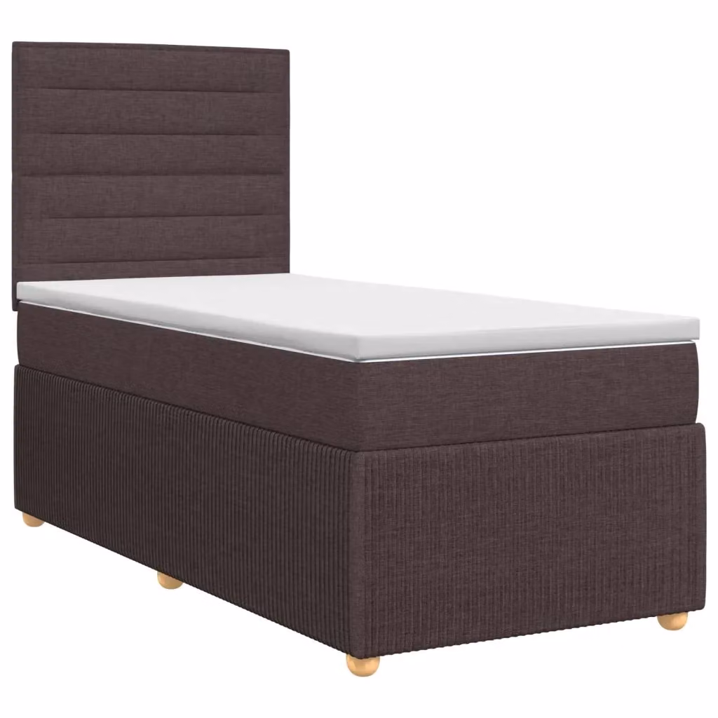 Letto box spring con materasso a molle insacchettate vidaXL, Marrone e Bianco, L/P: 90 x 200 cm – 2