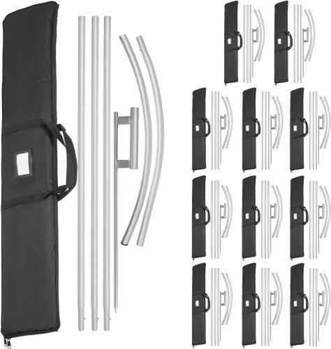 Set di 6 Bandiere Pubblicitarie a Piuma VEVOR Personalizzabili con Asta da 4,3 m e Tubi Rigidi in Alluminio, Colore Nero