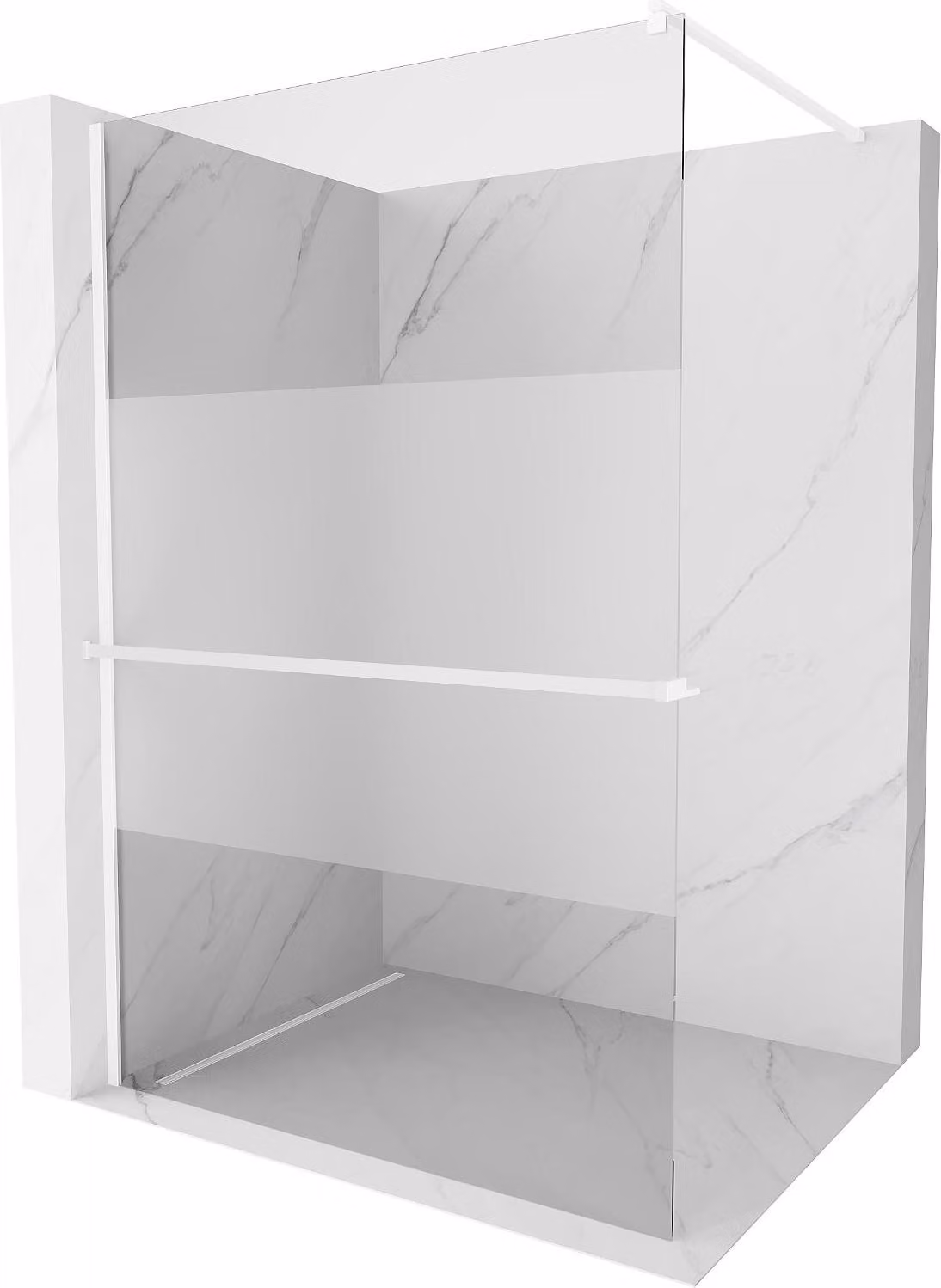 Mexen Kioto+ pannello doccia con mensola Walk-in 80 x 200 cm, trasparente/smerigliato, bianco - 800-080-121-20-35