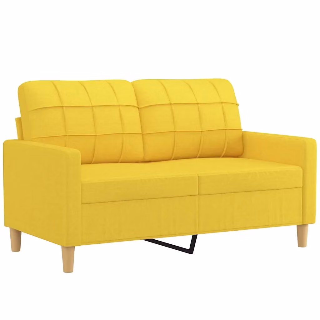 Divano a 2 posti Design Mania in tessuto giallo moderno con struttura in metallo L: 138 cm, P: 80 cm, H: 77 cm – 2