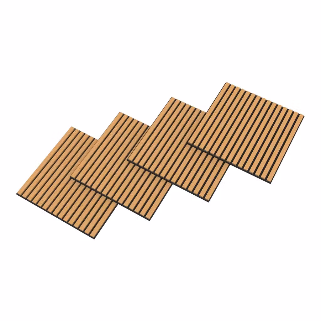 Confezione da 16 pannelli acustici NEU.HOLZ effetto rovere scuro in MDF, superficie di 5,76 m² – 2