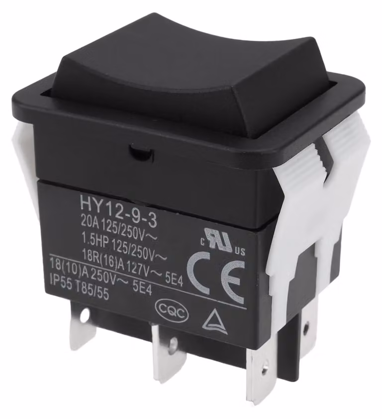 Interruttore a levetta HY12-9-3, 6 poli, 125/250 V, 20 A/2 HP, grado di protezione IP65
