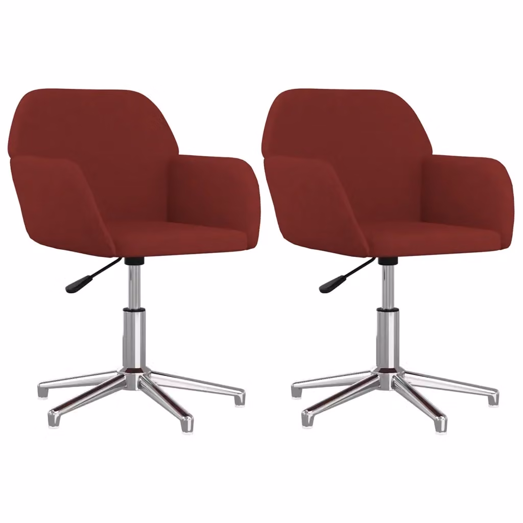 Set di 2 sedie da pranzo girevoli VIDAXL in tessuto rosso con braccioli e base in metallo per soggiorno e sala da pranzo – 2