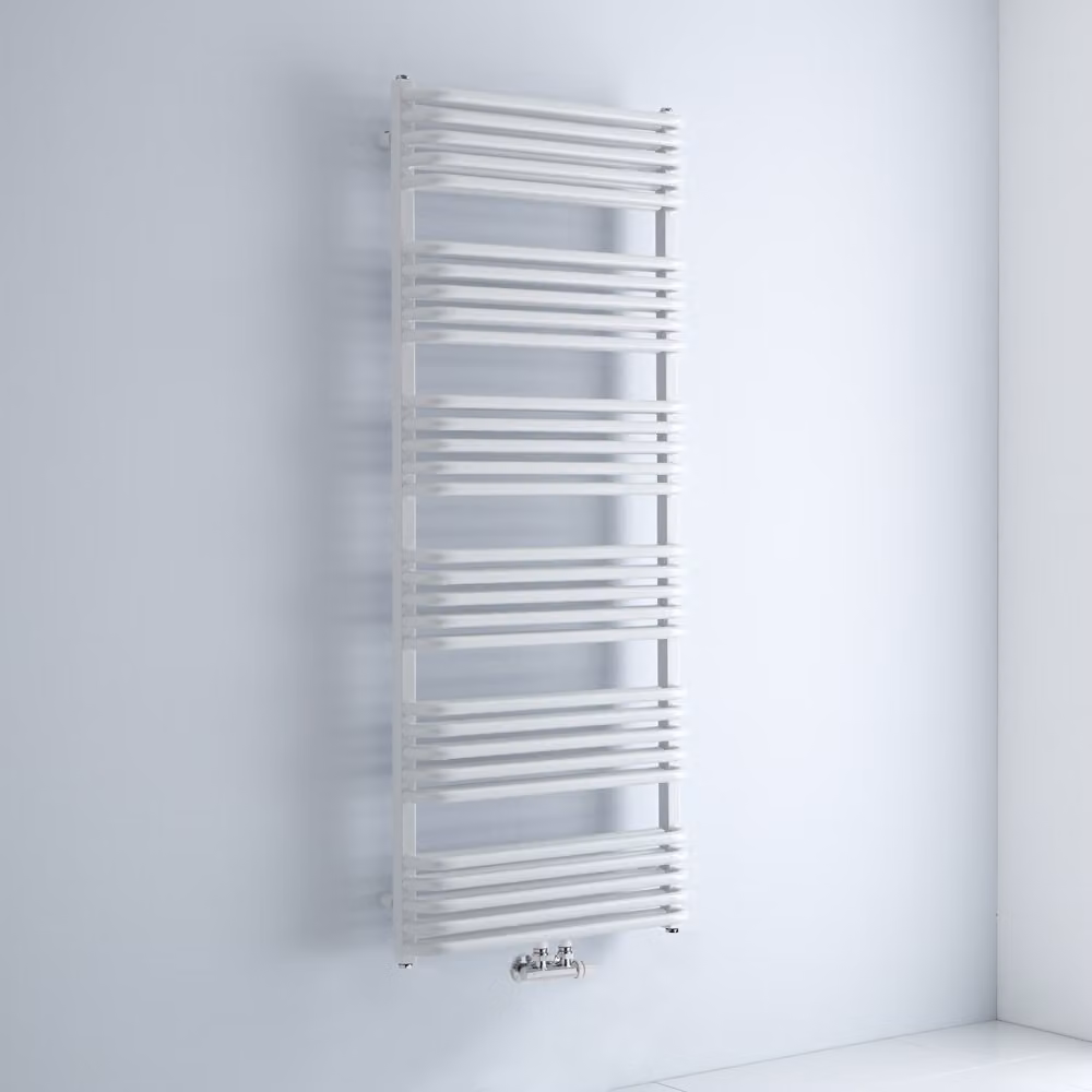 Scaldasalviette Curvo Attacco Centrale Bianco 1533x600mm 1410W - Alta Potenza - Termoarredo Bagno - Arch