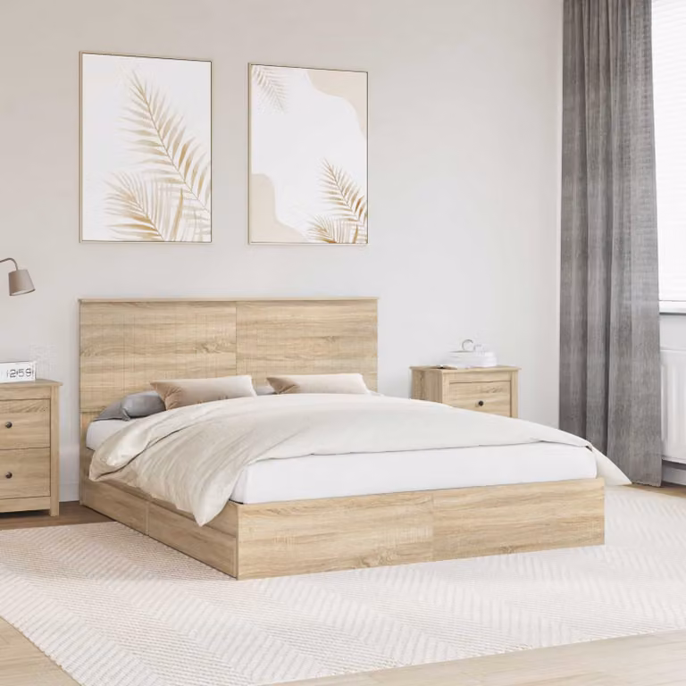 Letto con contenitore e cassetto vidaXL in Rovere Sonoma marrone 160 x 200 cm