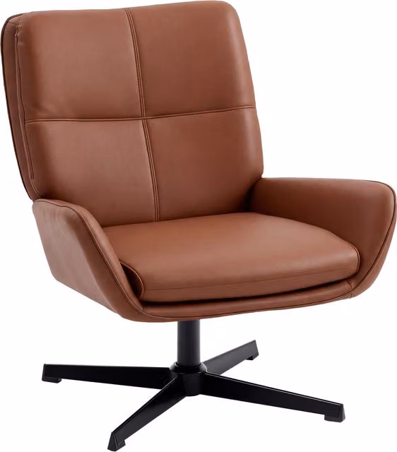 Poltrona da lettura HOMCOM marrone con rivestimento in ecopelle e struttura in metallo per salotto moderno