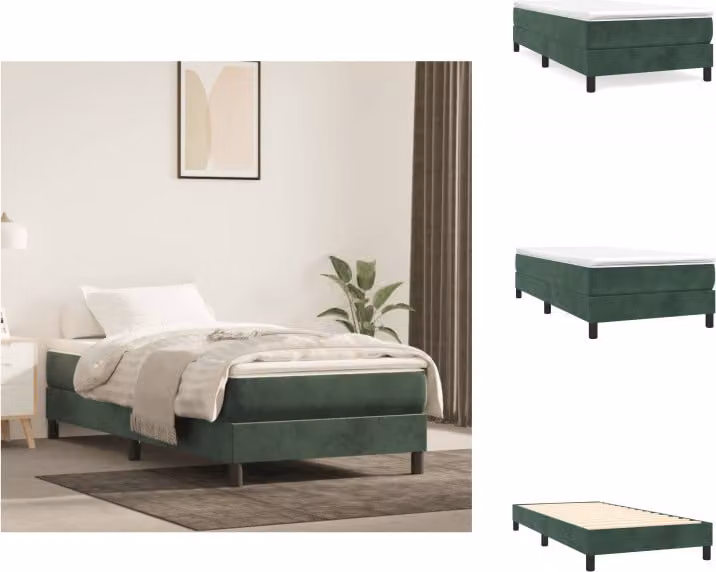vidaXL Letto a molle verde scuro 100x200 cm in velluto - Letti e strutture letto