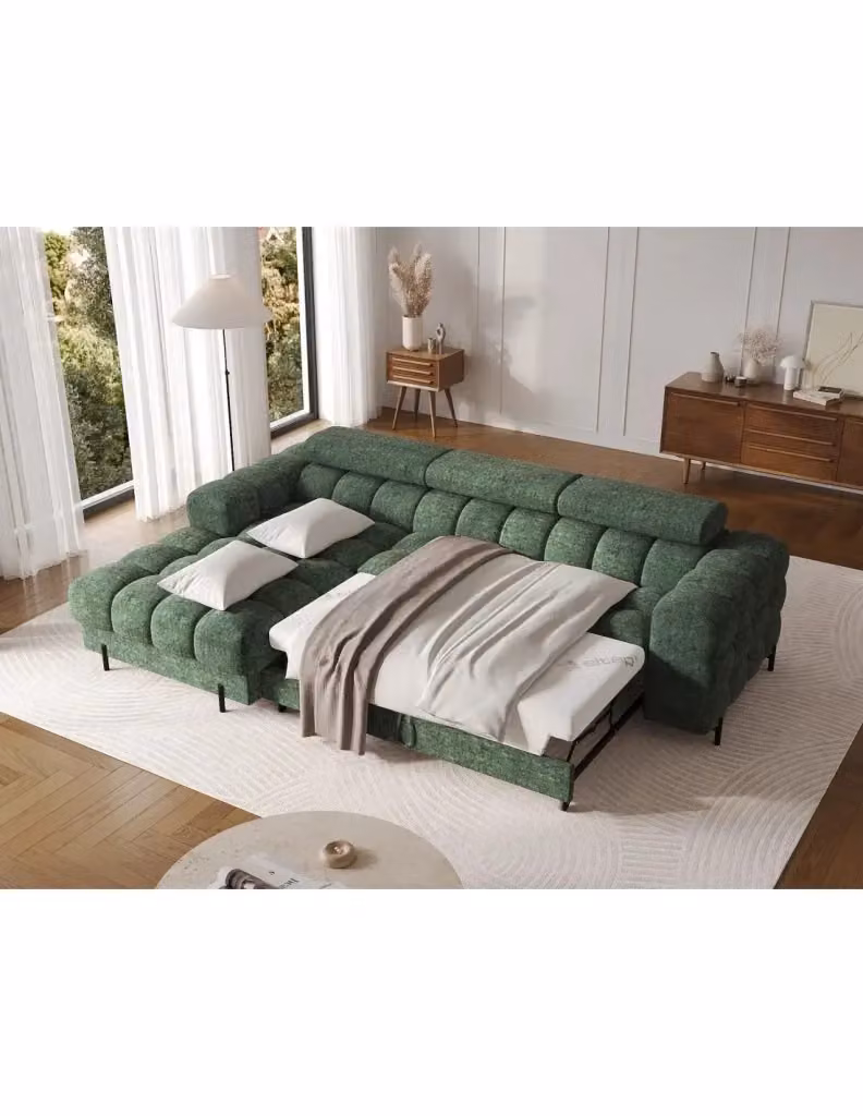 Divano angolare sinistro convertibile Meublorama verde stile minimalista L/P/H: 285 x 99 x 181 cm – 2
