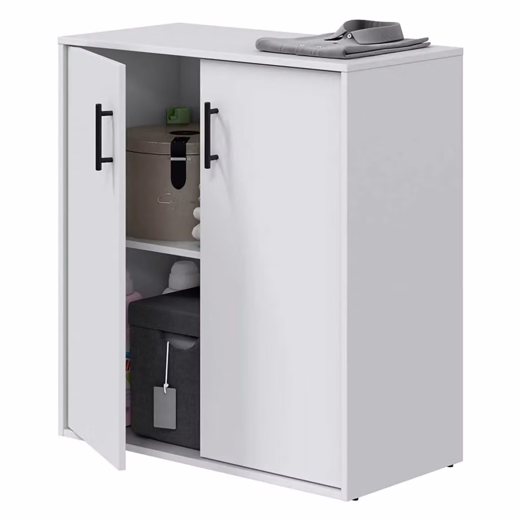 Armadio Multiuso DMORA Bianco con 2 Ante e Ripiano Interno, L/P/H: 40 x 30 x 88 cm – 2