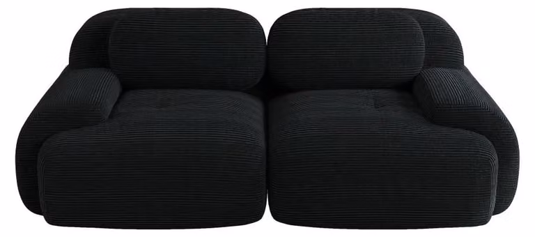 Divano - Divano a due posti - Stile moderno - Rivestito in corda - Braccioli curvi - Imbottitura elastica - Fondo antiscivolo - Colore: nero