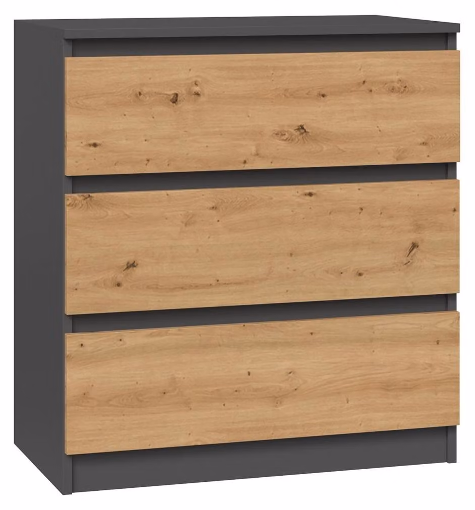 Cassettiera a cassetti stretta TAAVI - rovere artisan / antracite