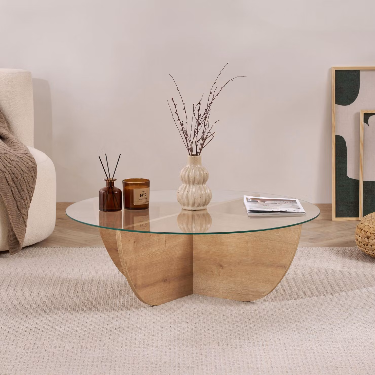 Skye Decor, Liya - Sapphire Oak, tavolino, rovere zaffiro, pannello 100% melamina, 90 x 90 x 30 cm