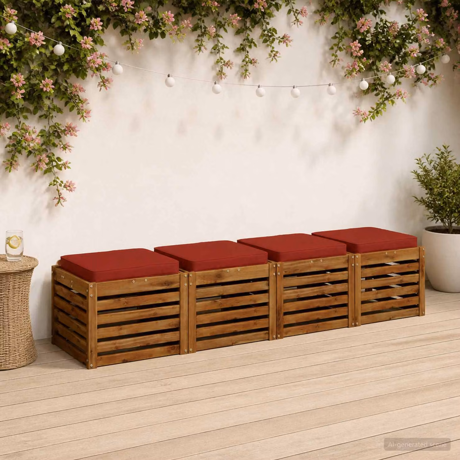 Set di 4 cuscini per sedia vidaXL VUGHT in poliestere rosso con imbottitura in schiuma e rivestimento rimovibile