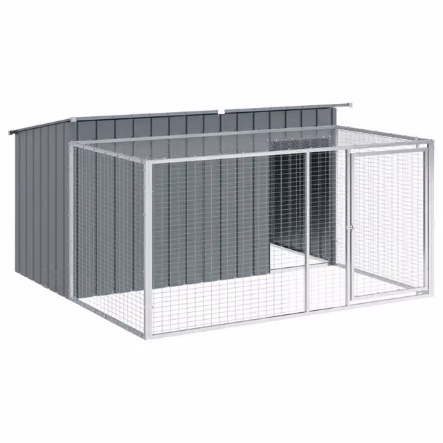 Cuccia per cani con recinto in acciaio zincato DESIGN IN, colore antracite, L/P/H: 197 x 194 x 110 cm – 1