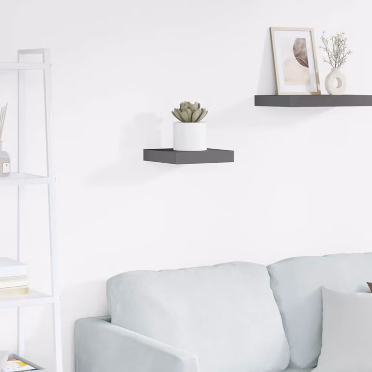 Scaffale a Parete vidaXL Grigio Lucido in MDF e Metallo L: 23 cm, P: 23,5 cm, H: 3,8 cm