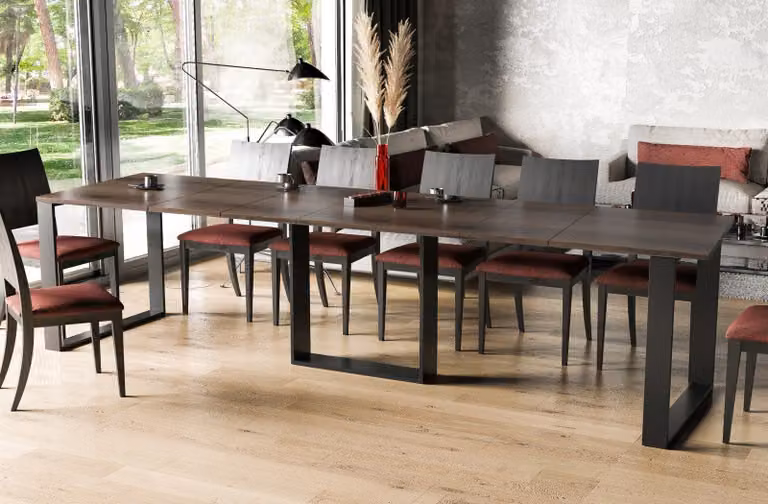 Endo-Möbel tavolo da pranzo allungabile Borys Max 130cm - 330cm tavolo da pranzo in metallo con base a slitta (rovere monastero)