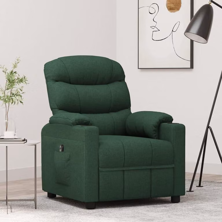 Maison Exclusive - Poltrona relax elettrica in tessuto verde scuro