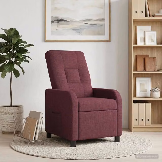Poltrona reclinabile relax in tessuto viola con braccioli e struttura moderna per soggiorno o ufficio – 1