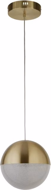 Lampadario a sospensione moderno SEARCHLIGHT in marmo e vetro trasparente con finitura oro e tecnologia LED da 22W 4000K