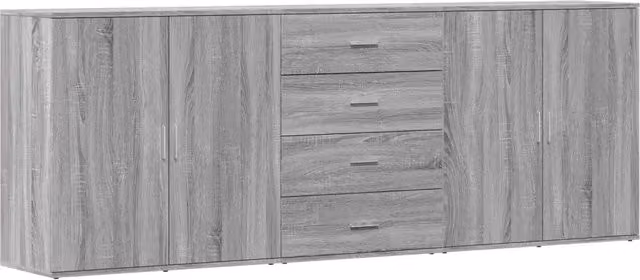 Credenze 3 pz | Madia | Buffet da pranzo | Armadio da pranzo Grigio Sonoma in Legno Multistrato