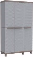 Armadio in plastica C RATTAN 102A con 3 ante battenti, Grigio e Tortora, Larghezza: 100 cm