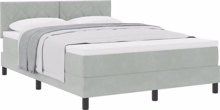 Letto a molle con materasso Grigio chiaro 140 x 200 cm Velluto