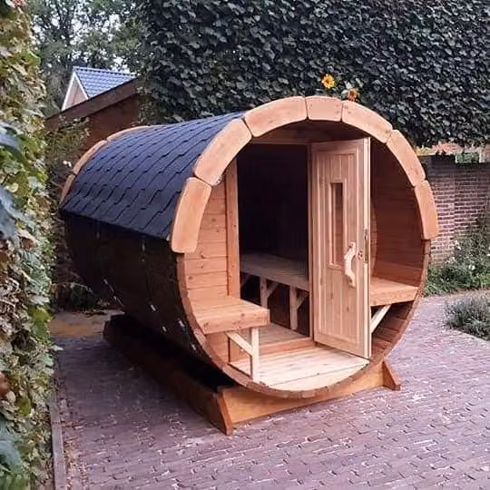 Fasshütte Wellnessfass Saunafass Holzfassauna Naturfasssauna Gartensauna