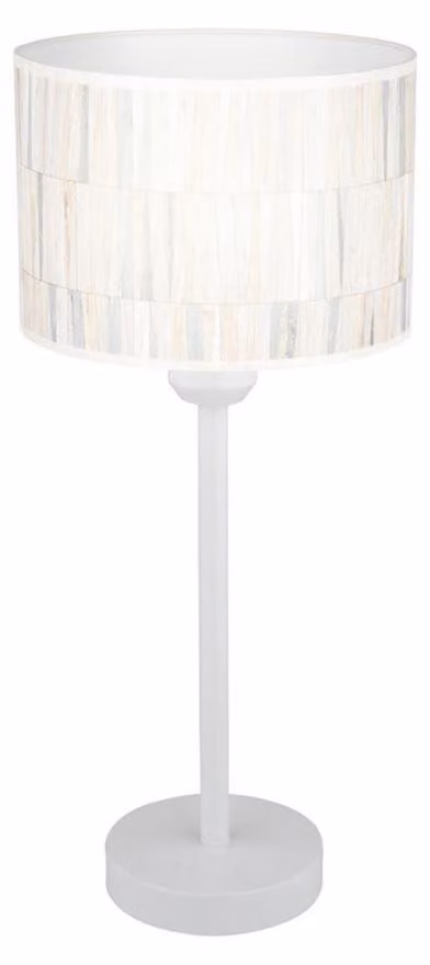 Lampada da tavolo, paralume in stile retrò, decorazione a motivi metallici, bianco e multicolore