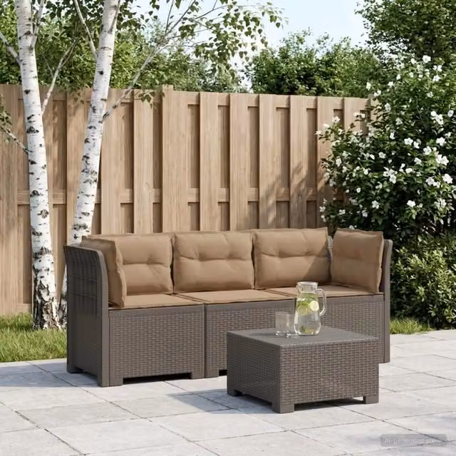 Divano da giardino 3 posti con cuscini in look rattan PP 3443848