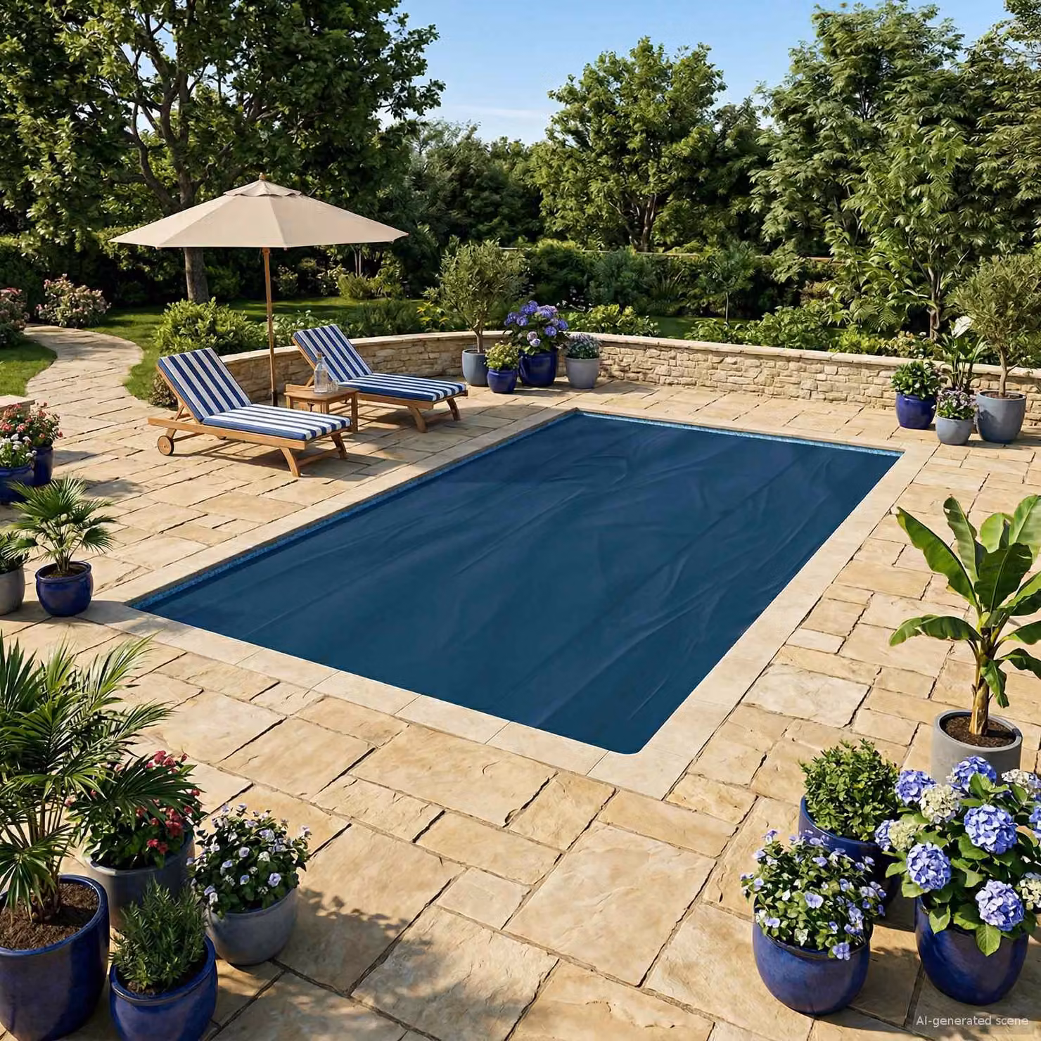 Copertura solare termica per piscina vidaXL in plastica, rettangolare, disponibile in nero o blu, 400 x 200 cm
