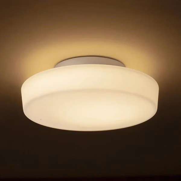 Plafoniera da soffitto ZARA LED in vetro opalino e cromo, luce bianca calda 3000K, 12W, IP44 – 2