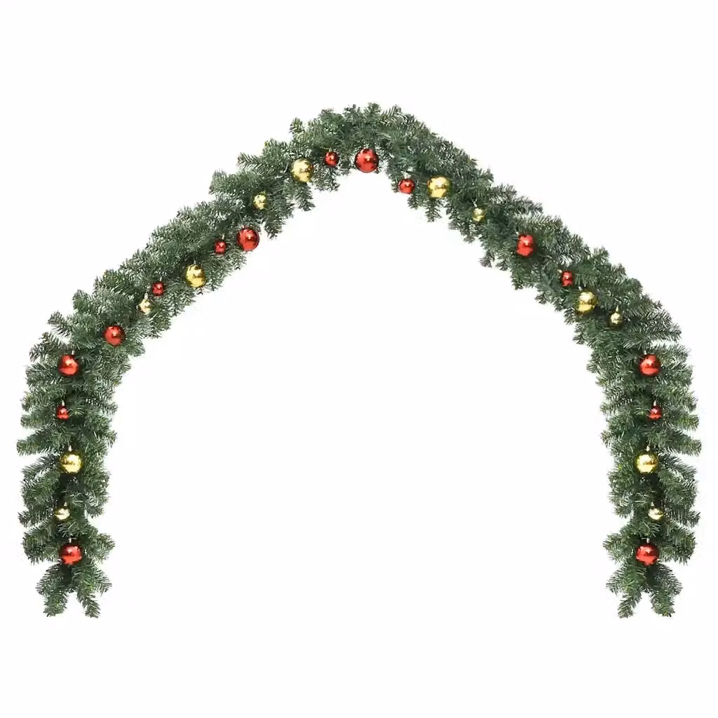 Ghirlanda di Natale vidaXL con Luci LED Bianco Caldo, Palline Rosse, Oro e Verde, Lunghezza 20 m – 2