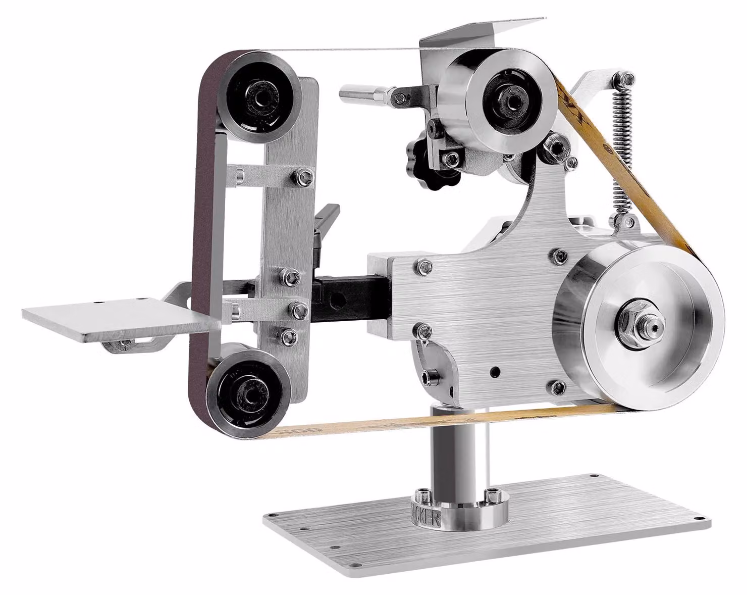Mini smerigliatrice a nastro - Levigatrice da banco - Potenza 550W, motore brushless - Nastro 762x25 mm, disco abrasivo da 100 mm - Display digitale, inclinazione regolabile a 90° - Spina europea 220–240V - Argento