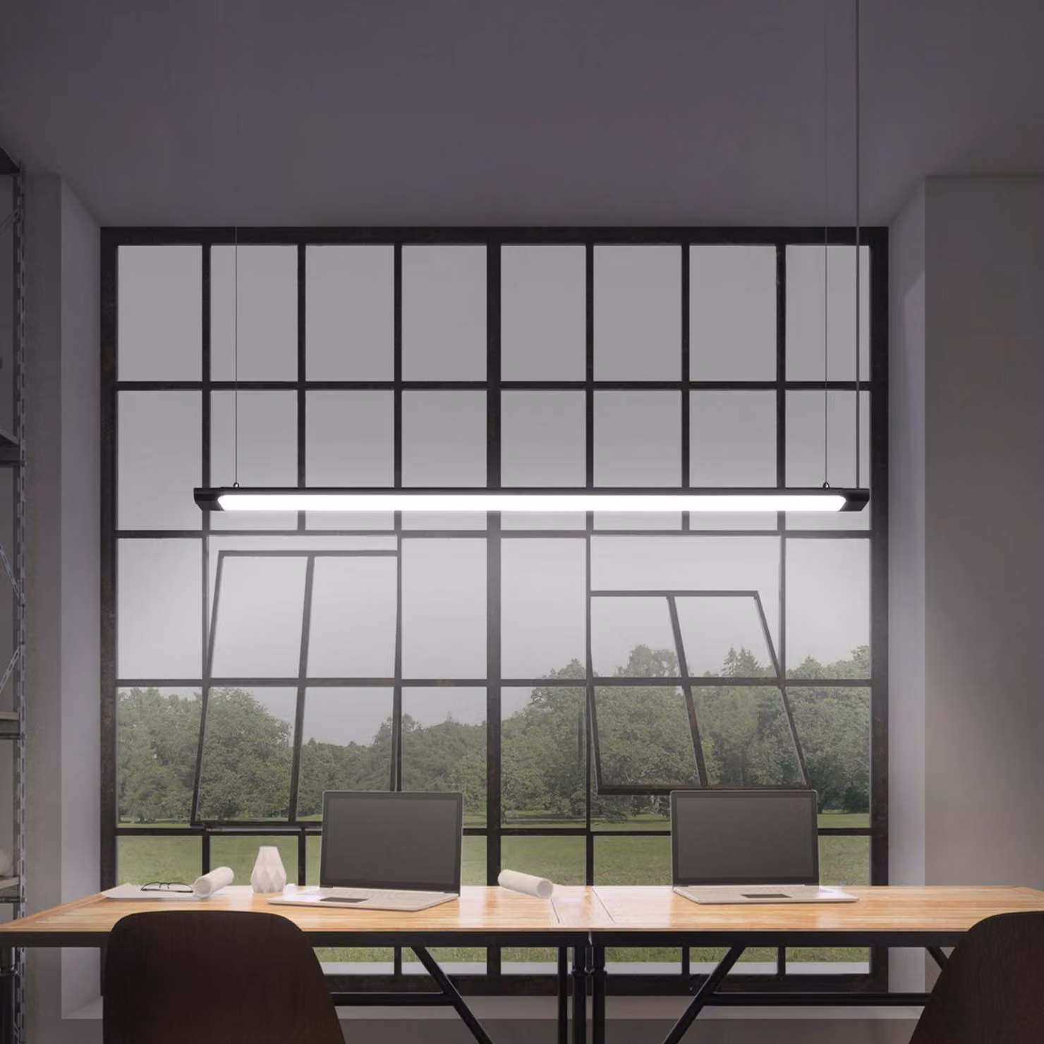 OSRAM Lampada a sospensione LED Office line Slab nera 4.000 K dimmerabile Slab,, Nero, Studio / Ufficio, Alluminio, Moderno