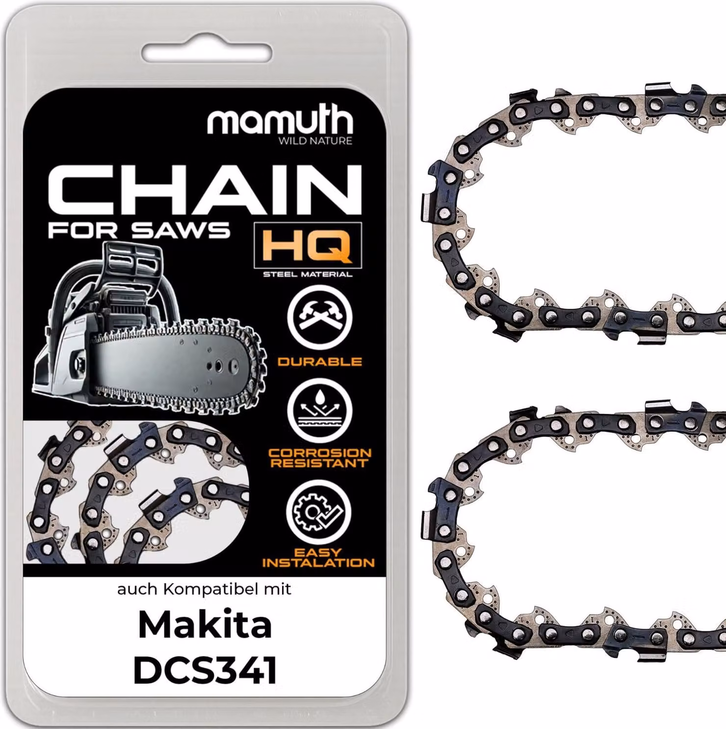 2x catena per motosega 35cm 1,3mm 3/8" 52 TG per Makita DCS341
