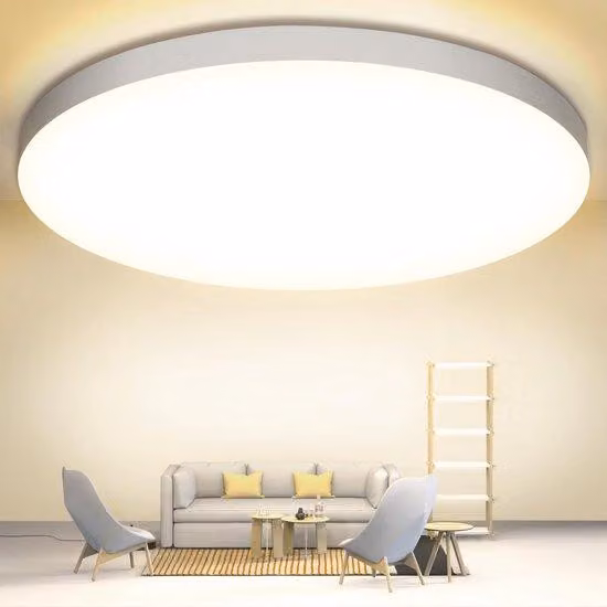 Unyqoos® Plafoniera LED ultrasottile, grado di protezione IP44, diametro 28 cm, 24W, 2000 lumen, 4000K (bianco neutro), indice di resa cromatica CRI80, diffusore in plastica, altezza 5 cm, ideale per bagno e cucina (superficie: 9–20 m²)