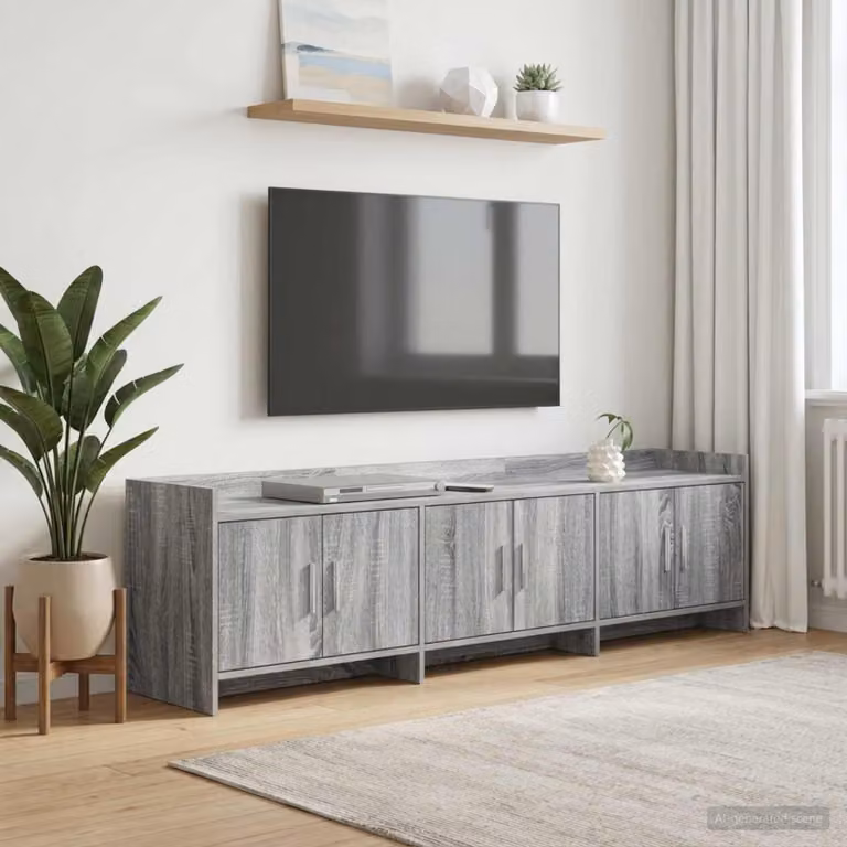 Mobile TV vidaXL in legno ingegnerizzato e metallo, colore Sonoma grigio, L 168 x P 33 x H 47 cm
