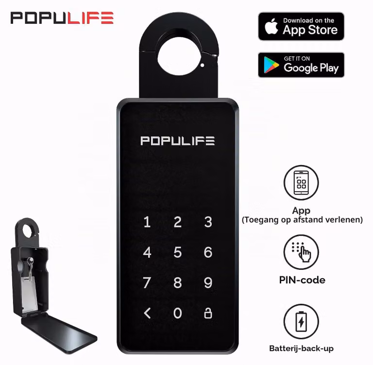 Cassaforte elettronica per chiavi - Serratura digitale Bluetooth - 42x66x195 mm - Acciaio legato - Impermeabile - Adatta per casa e auto