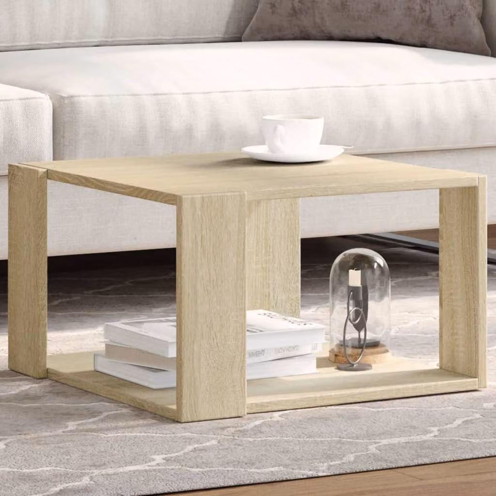 vidaXL Tavolino da Salotto Moderno in Legno Rovere Sonoma, L/P/H: 51,5 x 51,5 x 30 cm