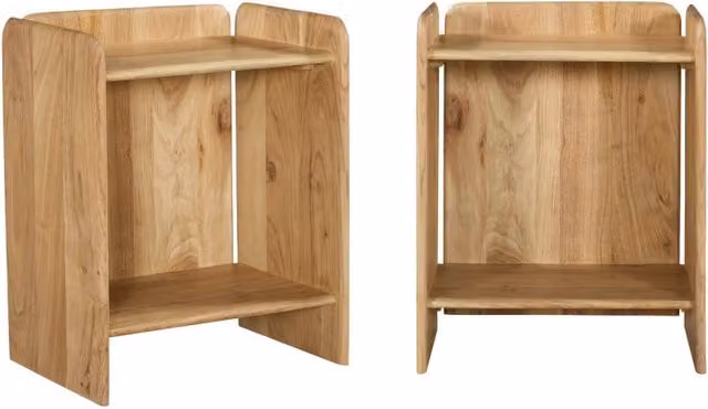 Set di 2 comodini SWEEEK in legno di acacia marrone e beige con 2 livelli, L 40 cm x P 50 cm
