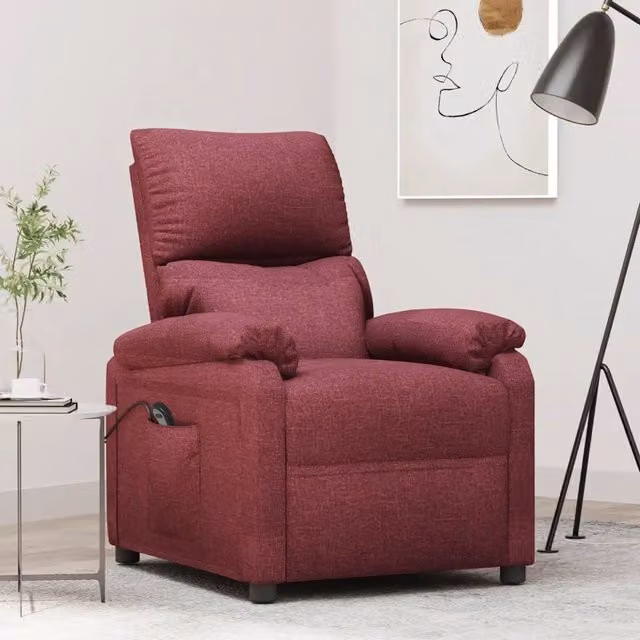 Poltrona Elettrica Reclinabile Rosso Vino in Tessuto 3098428