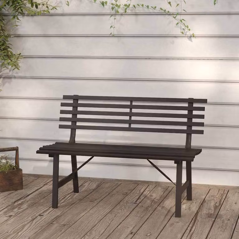 Panchina da giardino moderna vidaXL in acciaio nero opaco, L: 110 cm
