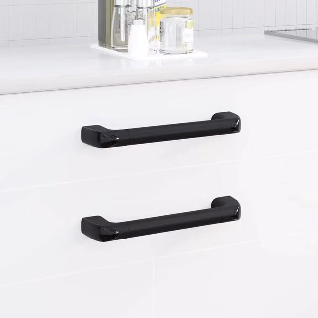 Set di 69 manici vidaXL in alluminio e plastica, colore nero opaco, L: 38 cm, P: 3,4 cm, H: 8,5 cm