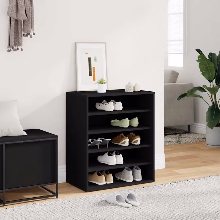 Armadio porta scarpe moderno vidaXL nero con ripiani piatti e montaggio a parete L: 60 cm, P: 35 cm, H: 70 cm