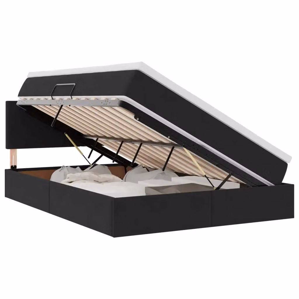 Letto con Contenitore vidaXL in Velluto Nero con Base a Sollevamento L/P/H: 140 x 200 cm – 2